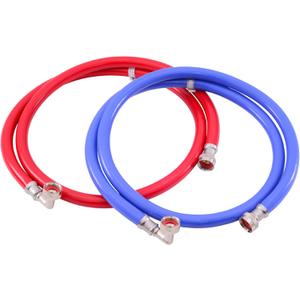 Eastman PVC-Wrapped Braided Washing Machine Hoses With Elbows, 3/4 Inch FHT x 3/4 Inch FHT Connection, 6 Foot PVC Covered Stainless Steel Hoses, 41180