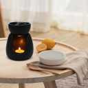 WD&CD Ceramic Tea Light Candle Holder Essential Oil Burner Tealight Aroma Diffuser Furnace Ceramic Tealight Candle Holder Home Decoration Romantic Black