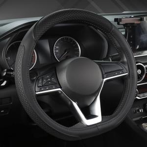 West Llama Customized Auto Car Steering Wheel Cover for Nissan,D Shaped Steering Wheel Cover for Rogue,Altima,Kicks (D-Shaped-Black)