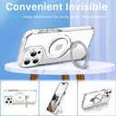 UMIONE for iPhone 16 Pro Clear Magnetic case with Stand and Finger Ring, Compatible with magsafe, Shockproof Transparent Hard Plate, Full Body case, Universal for Boys and Girls 6.1 - White