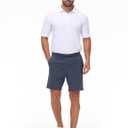 Mens Casual Khaki Golf Shorts 7 Inch Inseam Regular Fit Built-in Liner Stretch Elastic Waistband Zipper Pockets No Pill (Gray)