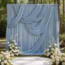 50ft x 15ft Dusty Blue Backdrop Curtains for Wedding Parties, 10 Panels Extra Long Wrinkle Free Fabric Drapes Photo Backdrop for Baby Shower Birthday Stage Reception Lobby Decoration