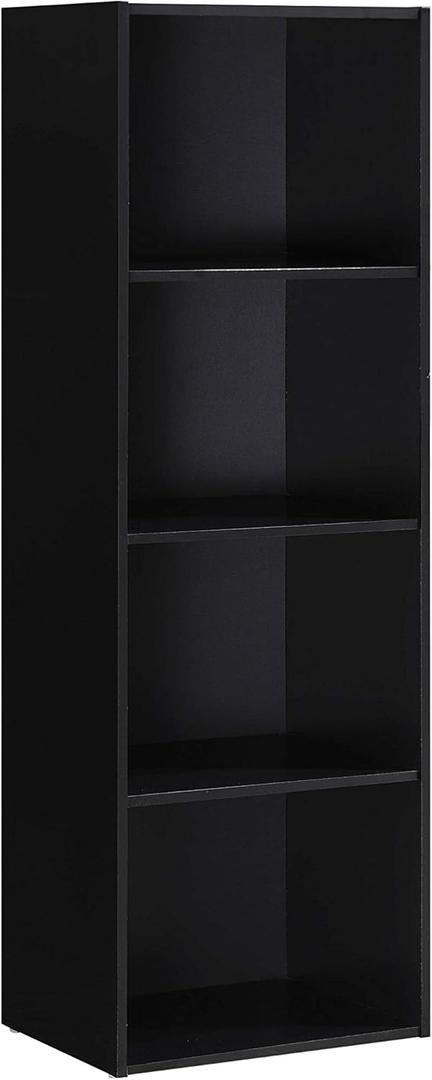 Hodedah 4-Shelf Bookcase in Black