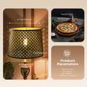 Drum Metal Lamp Shade with Etched Small Arrowhead Pattern, 14x16x11 inches, Vintage Iron Cover, Antique Color, Metal Lampshade for Bedroom Living Room and Table/Floor Lamps Replacement (Black/Gold)