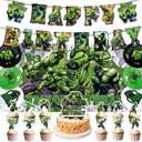 42pcs Hulks Birthday Party Supplies Pack IncludesBannerCake TopperBlackdrop,Balloons for Hulks party Decoration