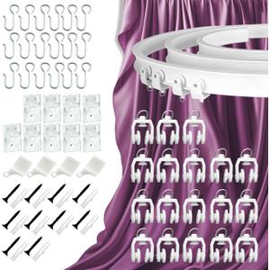 UrbanRed Flexible Ceiling Curtain Track - Room Divider, Curtain Rod, Wall Divider curtain, Ceiling Mount, RV Rail, Shower Corner, Long Curved Hospital Privacy System (White, Accessory Kit)