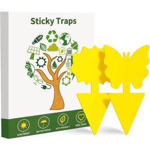 Fruit Fly Traps, 100 Pack Yellow Sticky Traps, Fungus Gnat Traps, Plant Fly Stickers for Indoor and Outdoor Use Protect The Plant