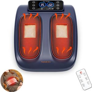 Electric Foot Massager with Heat for Neuropathy Plantar Fasciitis Pain FSA HSA Eligible Vibration Shiatsu Heated Foot Massager Pain Circulation Feet Massager for Pain Relief Improve Muscle Relaxation