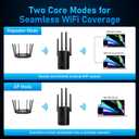 WiFi Extender Signal Booster, WiFi Booster Dual Band 5.8GHz&2.4GHz, Covers Up to 10000 Sq.ft, 1.2Gbps WiFi Repeater with One Ethernet Port, One-tap Setup