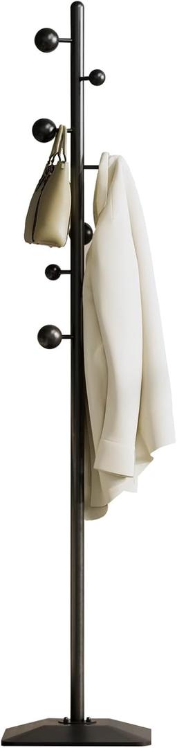 BUZUEY Sturdy Coat rack,Coat tree freestanding heavy duty with Marble Base,Metal standing coat rack for Bedroom,Entrance,Modern clothes hanger stand for Coats,Hats,Bags (black)