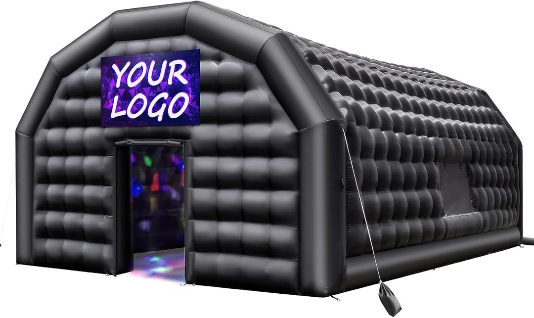 VEVOR Inflatable Nightclub, 26.2 x 19.7 x 13.1 ft Inflatable Party Tent with 1100W Blower & Sandbag, Ventilated Blow up Night Club with 2 Windows, Air Cube House for Event Birthday Wedding Party