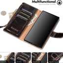 Shieldtop Compatible with Samsung Galaxy S25 Wallet Case with Card Holder,Women Men RFID Blocking PU Leather Flip Cover Wrist Strap Zipper Credit Card Slots,Phone Case for Galaxy S25 6.2",Coffee