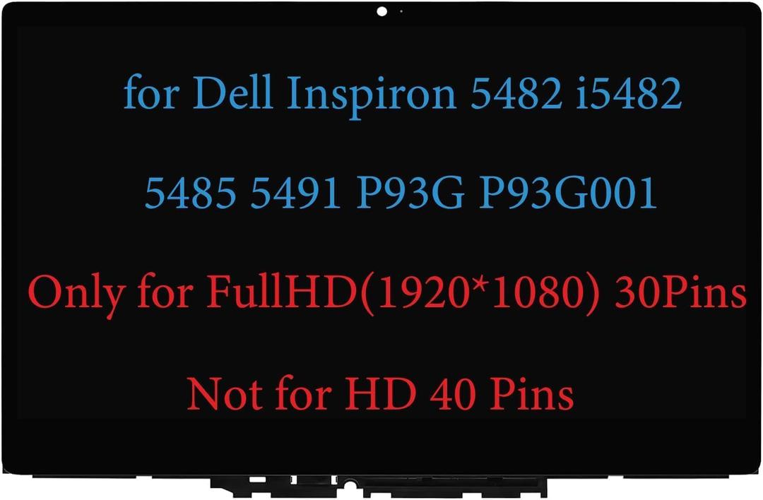 Screen Replacement for Dell Inspiron 14 5482 i5482 5485 5491 P93G P93G001 03J5DW 3J5DW LCD Display Touch Screen Digitizer Assembly FullHD 1920x1080 30 Pins (Not for 5481)