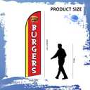 Burgers Feather Flag Decorations for Business Advertising,Burgers Flag Banner for Storefronts, Retailers, Shops, Food Trucks, Events and Fairs