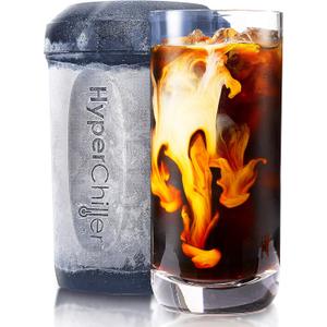 HyperChiller HC2CB Patented Iced Coffee/Beverage Cooler, NEW, IMPROVED,STRONGER AND MORE DURABLE! Ready in One Minute, Reusable for Iced Tea, Wine, Spirits, Alcohol, Juice, 12.5 Oz, Charcoal Black
