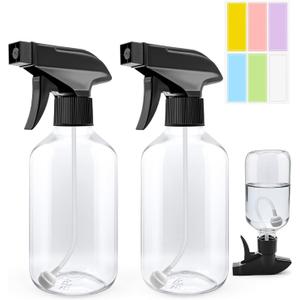 10oz/300ml 360 Spray Bottles (2-Pack) Clear Plastic Small Spray Bottles, Spray at Any Angle to Reach Hard-to-Reach Corners. Ideal for Cleaning, Plants, Gardening, Pets, and Hair