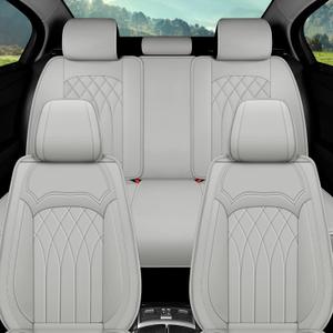 Car Seat Covers Full Set, 5 Seat Covers for Cars, Car Seat Protector Waterproof, Luxury Leather Car Seat Cushion, Car Seat Covers Front Seats and Back Fit for Most Cars (Gray, Full Set)