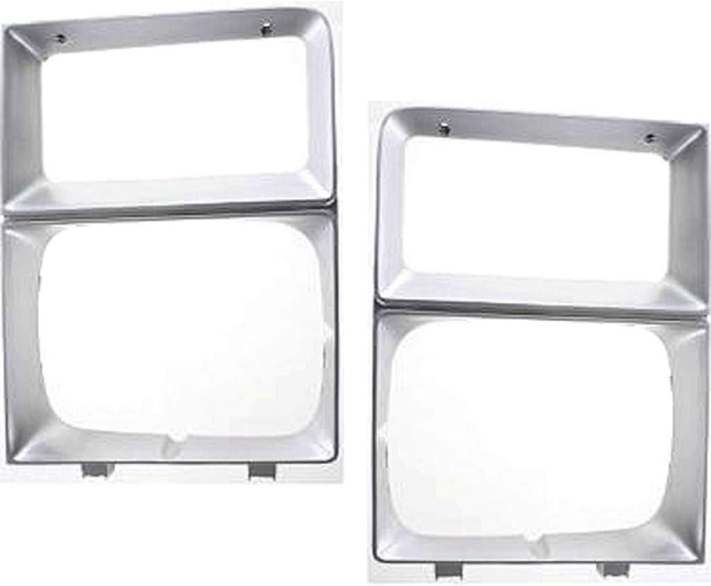 For Chevy C10 / C20 / C30 Headlight Door 1983 1984 Driver and Passenger Side Pair/Set | w/Single Headlamps | Silver | GM2512108 + GM2513108 | 14043873 + 14043874