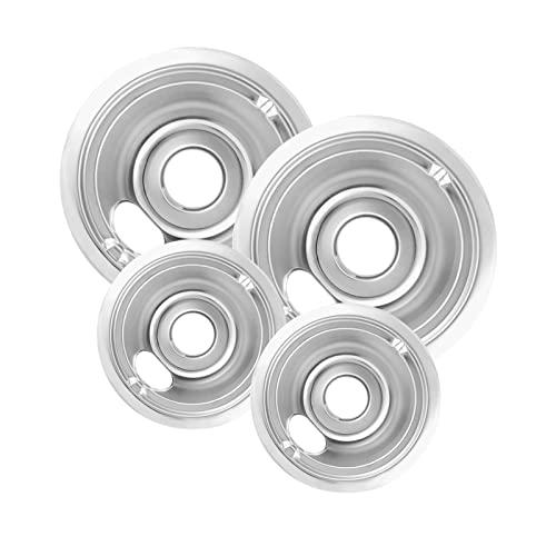 COZZIVITA 4-Piece Drip Pans Set - Compatible with GE Stoves - Chrome Finish Electric Stove Burner Drip Pans - 2 x 6inch, 2 x 8inch Stove Drip Pans - GE Stove Drip COZZIVITA 4-Piece Drip Pans Set - Compatible with GE Stoves - Chrome Finish Electric Stove Burner Drip Pans - 2 x 6inch, 2 x 8inch Stove Drip Pans - GE Stove Drip