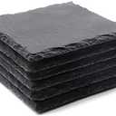 6 Pack Square Slate Drink Coasters, VIBRATITE 4 Inch Black Slate Stone Coasters Bulk Cup Coaster Laser Engraving Blanks with Anti-Scratch Bottom for Drink Coffee Bar Kitchen Home Decor