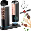 Electric Salt and Pepper Grinder Set: Rechargeable Salt and Pepper Shakers Set Electric For Gravity Spice Grinders Adjustable Automatic Peppercorns Mills Refillable Shaker Mill Large Capacity