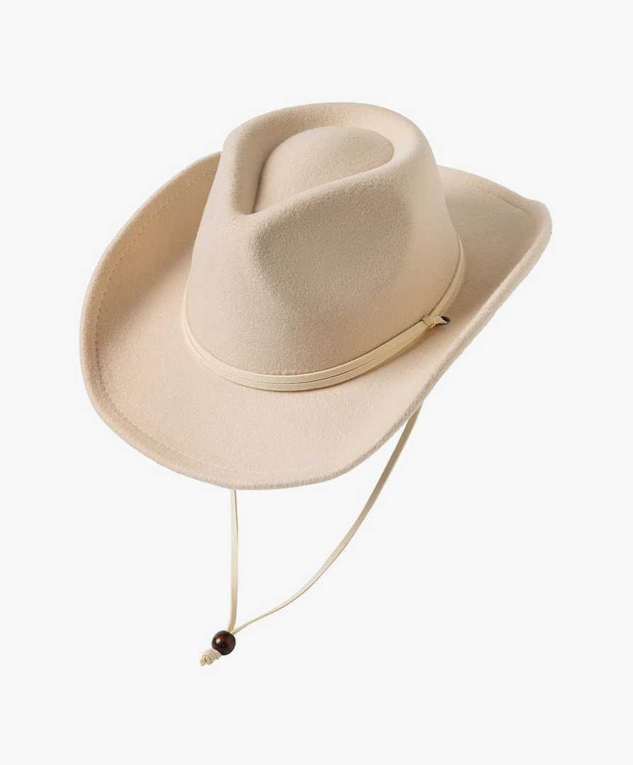 Jastore Kids Girls Boys Wide Brim Western Cowboy Cowgirl Hat with Wind Lanyard Felt Fedora Hat 1-3T