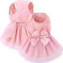 ASENKU Dog Dress Pet Wedding Dress Princess Lace Puppy Birthday Party Outfit Formal Apparel Girl for Small Medium Dogs Cats (Small, Pink)