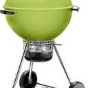 Weber Master-Touch Charcoal Grill, 22-Inch, Spring Green – Premium Outdoor BBQ Grill with Tuck-Away Lid Holder & One‑Touch™ Cleaning System, Porcelain‑Enameled Kettle