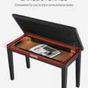 Donner Duet Piano Bench with Storage, Solid Wooden Keyboard Bench Piano Bookcase Stool Chair Seat with High-Density Sponges Padded Cushion, Black