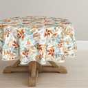 Horaldaily Fall Tablecloth 60x60 Inch Round, Thanksgiving Autumn Harvest Orange Blue Watercolor Leaf Table Cover for Party Picnic Dinner Decor