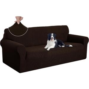 U-NICE HOME Stretch Couch Cover Sofa Cover Sofa Slipcover Furniture Protector for 4 Cushion Couch Sofa Pet Friendly(Oversized Sofa, Chocolate)