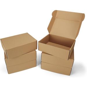 12x9x4 Shipping Boxes Set of 6, Medium Cardboard Boxes for Packaging, Brown Mailing for Small Business