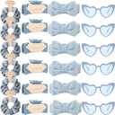 Bridesmaid Scrunchies Proposal Gifts Bachelorette Hair Claws Clips women heart sunglasses for Wedding Party Favors (Dusty Blue headband 24pcs)