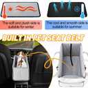 Portable Dog Car Seat for Small Dogs - Pet Booster Seat with Safety Leash, Adjustable Straps, Washable Cushion & Storage Pocket - Center Console Puppy Car Seat for Travel - Beige