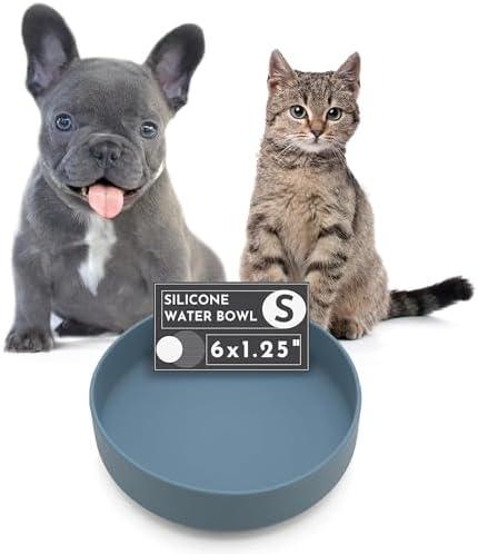The Perfect Dish No-Spill Dog Water Bowl, Less Mess Non-Tippable Water & Food Bowl, Pure Silicone with Suction Cup, Fits 2 Cups 6” Across x 1.25” Tall, Ideal for All Pets, Small-Ocean