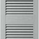 14 1/2"W x 39"H Lifetime Vinyl, Standard Cathedral Top Center Mullion, Open Louver Shutters, w/Installation Shutter-Lok's & Matching Screws (Per Pair), Platinum, 14.5-in. W x 39-in. H