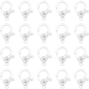 uxcell 100 Pcs Hard Plastic Lobster Claw Clasps Lanyard Snap Clip Hooks for Keychain Clip Backpack Chain Key Ring DIY Handmade Crafts, Transparent