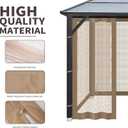 Gazebo Universal Replacement Mosquito Netting, 10'x12' Gazebo Netting Outdoor, 4-Panel Screen Walls for Outdoor Patio with Zipper (Mosquito Net Only) (Brown)