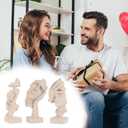 3Pcs Abstract Face Art Sculpture Thinker Statues Resin Figurines Modern Neutral Home Decor Accents for Shelf Living Room Coffee Table Office Desktop Gift for Men (Sandstone,Beige)