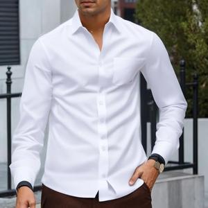 Mens Classic Fit Long Sleeve Shirt Professional Button Down for Office and Formal Events Comfortable Wear, Large