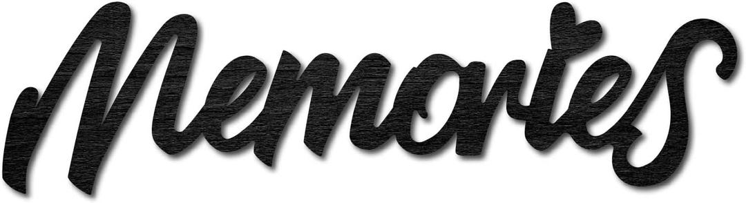 CREATCABIN Wood Cutout Memories Sign Heart Laser Cut Wooden Wall Decor Sculpture Hanging Decor Wall Art Decoration for Home Gallery Office Front Door Black 11.9" x 3.4"