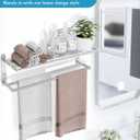 VOTZAAQ Towel Racks for Bathroom - 24 in Bath Towel Shelf with Double Towel Bar, Stainless Steel Towel Storage for Lavatory Wall Mounted, 2-Tier Towel Hanger Towel Holder, Brushed Nickel