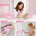 Gifts for Girls, Personalized Initial Makeup Bag Birthday Gift for 4 5 6 7 8 9 10 11 12 13 Years Old Girl Kids Pink Initial Cosmetic Travel Toiletry Bag for Girls Sister Daughter Pink L