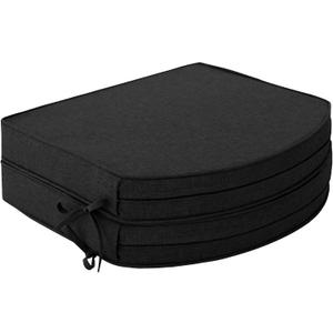 Outdoor Chair Cushions, Fade-Resistant & Water-Resistant, D Shaped Patio Furniture Seat Chair Pads Replacement with Ties, Non-Slip Bottom, Removable Cover, Set of 4, 17 x 16 Inch, Black, 17" x 16" 4 Pack