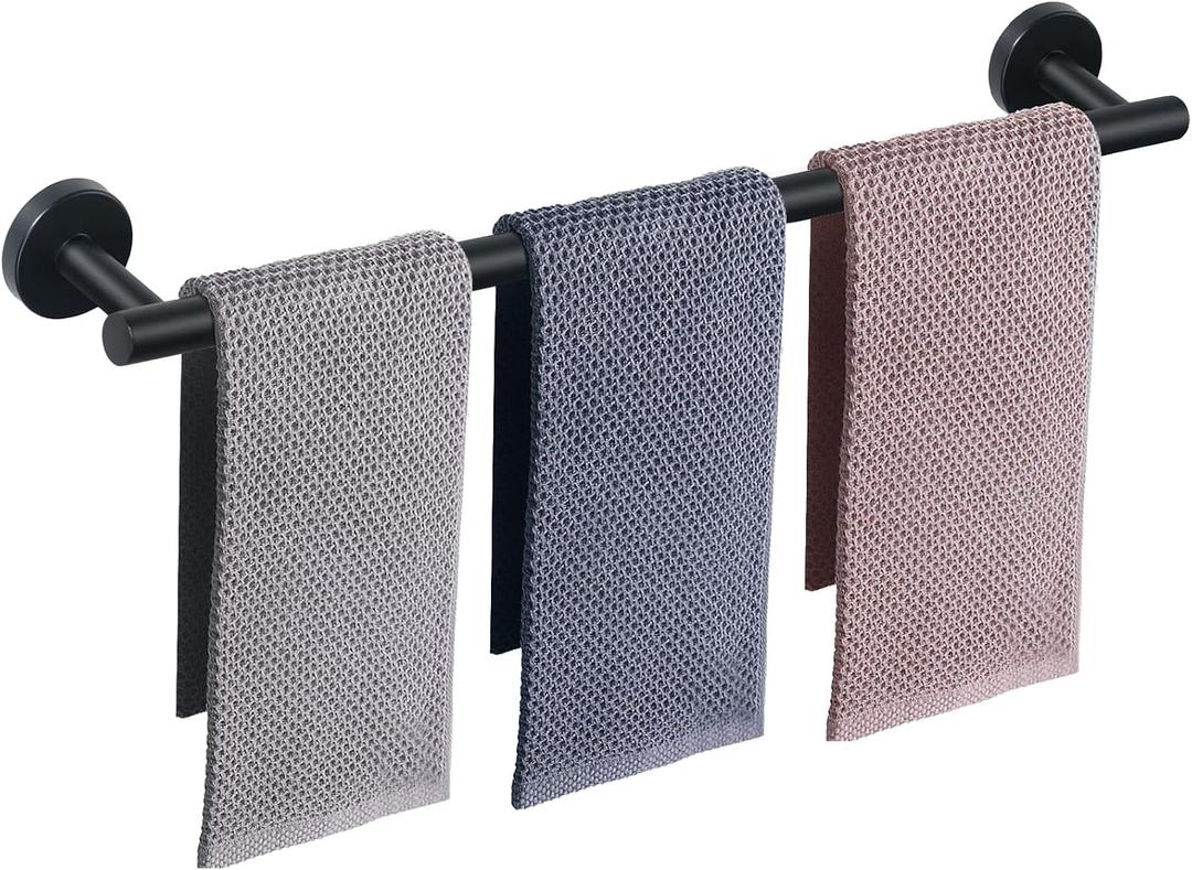 NearMoon Bath Towel Bar, Thicken Stainless Steel Shower Towel Rack Holder Wall Mounted for Bathroom, 33-lnch Overall Length-30-lnch Usable Hanging Space (1 Pack, Matte Black)