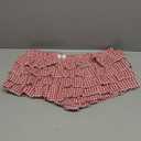 Women's Y2K Gingham Short Elastic Waist Bow Knot Shorts Tiered Layer Ruffle Mini Shorts (XX-Large, Red and White)