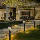 Solar Post Lights 2 Pack, Motion Sensor Post Lantern Without Pier Mount Base, Waterproof Solar Powered Pole Light Fixture for Patio Yard Garden