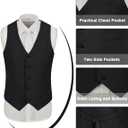 Men's Suit Linen 2 Piece Vests Short Pants Suits for Men Casual Summer Beach Groomsmen Wedding Waistcoat Set Outfit (Black, XXL)