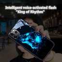 LED Light CompatibleiPhone 14 Case Colorful Glowing Tempered Glass Back Cover Bumper Shockprooffor Cool Women and Trendy MenProtective LensCall Music FlashSend Tempered Film (Wolf)