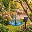 3-Tier Solar Cascading Bird Bath Fountain with Glass Basin